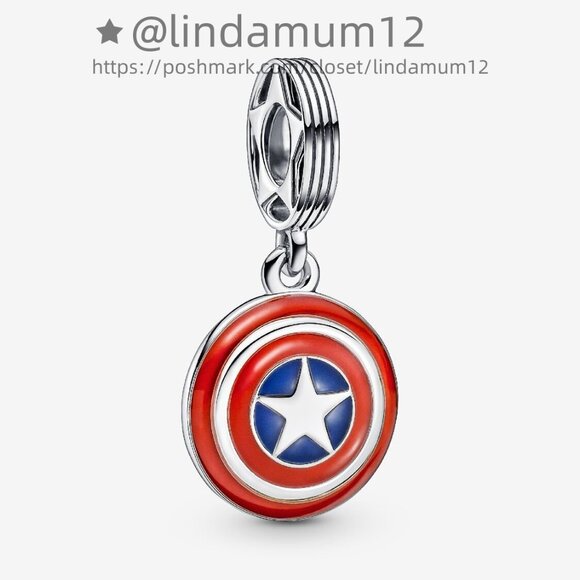 Pandora Marvel The Avengers Captain America Shield Dangle Charm - Picture 1 of 6